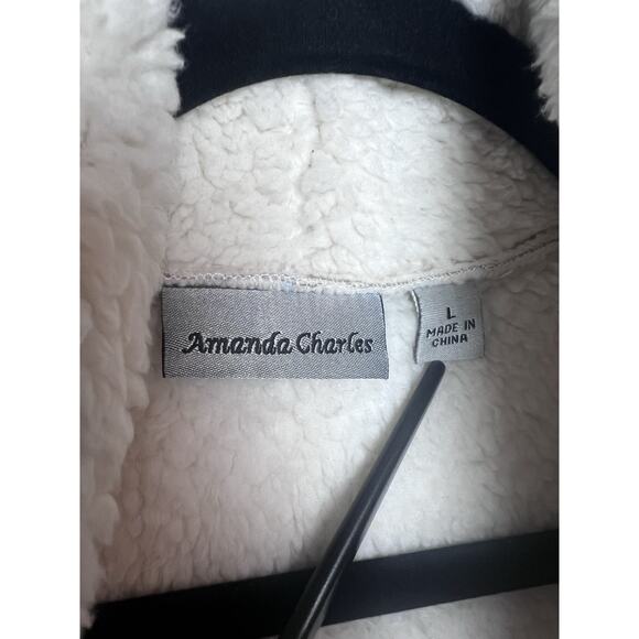 Amanda Charles Women's Faux Suede Fleece Lined Open Front Vest Size Large Tan - Picture 3 of 9